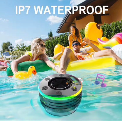 Bluetooth 5.3 Waterproof Shower Speaker with Suction Cup IPX7 for Beach Pool and Bathroom Use with FM Radio
